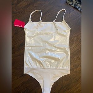 Commando patent leather white bodysuit